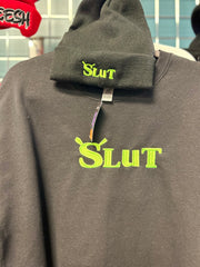 Stylish Embroidered Black Slut Shrek Sweatshirt